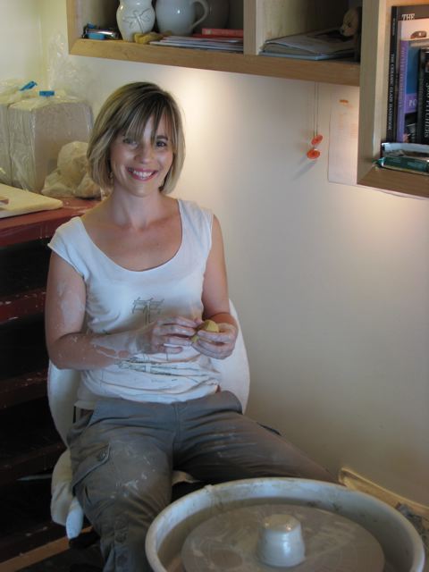 Melanie Mena in the pottery studio